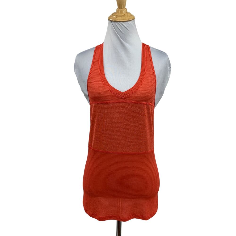 Lululemon Tank Top Womens 6 Coral Pedal To The Medal Singlet Keyhole Cutout